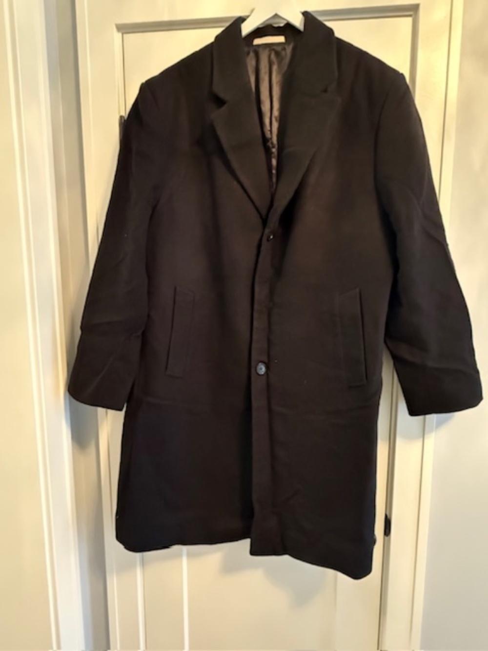 Men's Michael Kors 48R Wool Black 44" Length 3 Button Overcoat-Good Condition